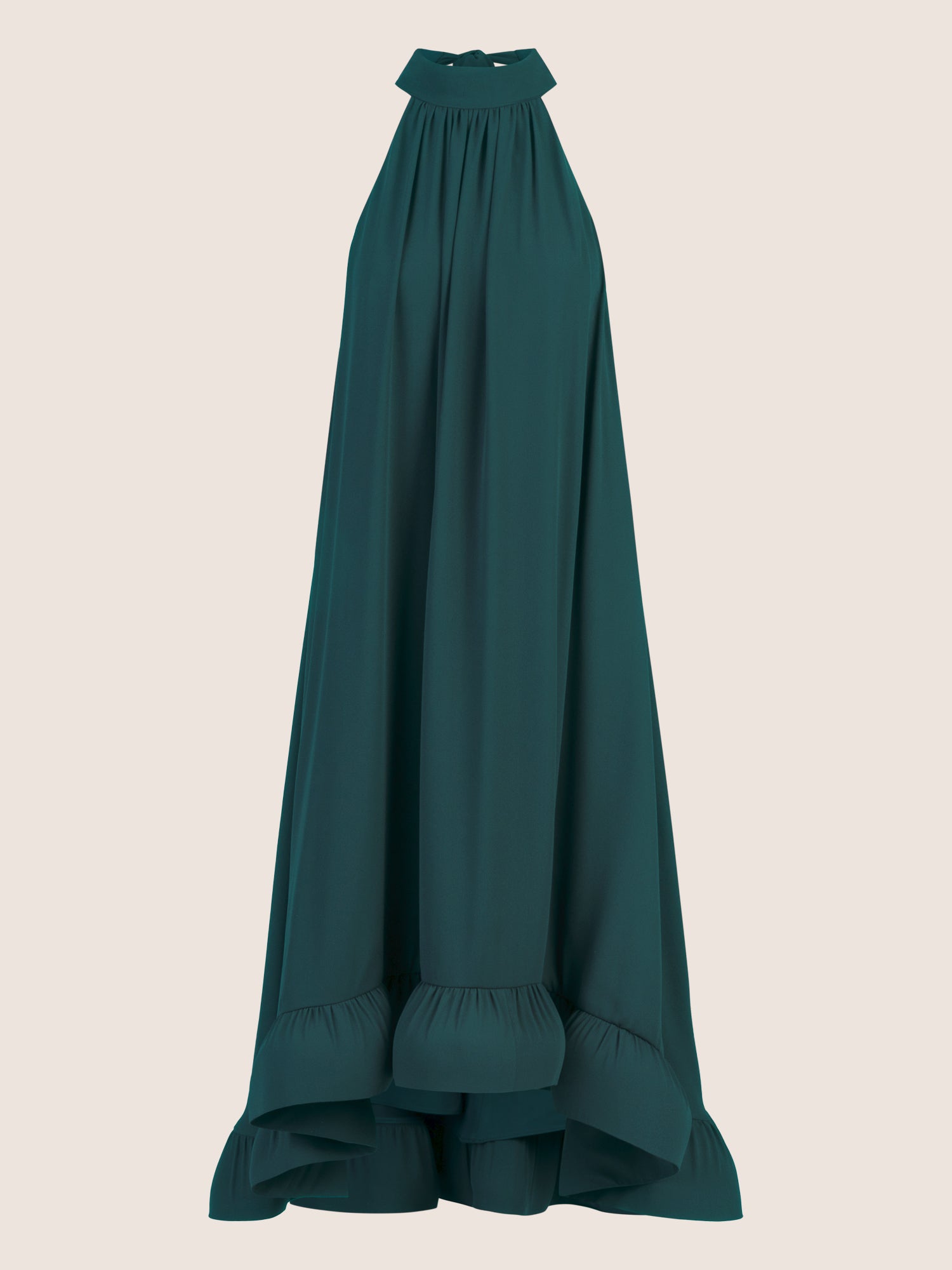 APART Chiffonkleid mit Volantsaum | dunkelgrün