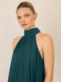 APART Chiffonkleid mit Volantsaum | dunkelgrün