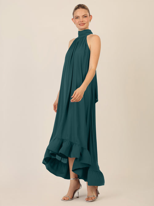 APART Chiffonkleid mit Volantsaum | dunkelgrün image 1