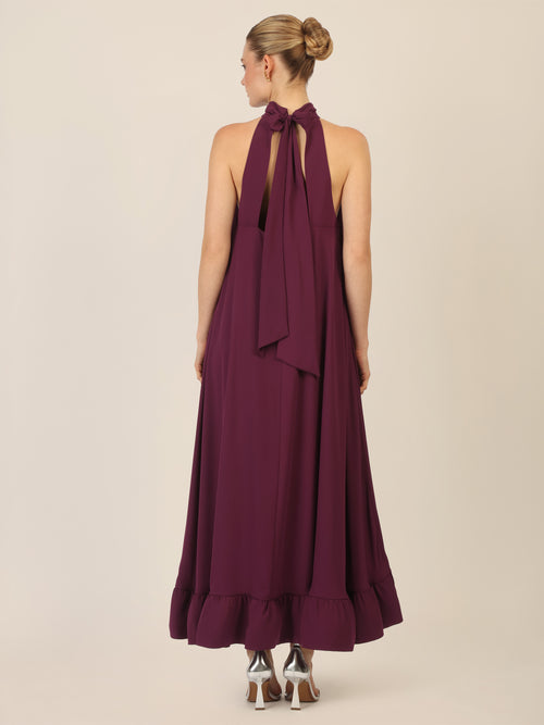 APART Chiffonkleid mit Volantsaum | dunkel lila image 1