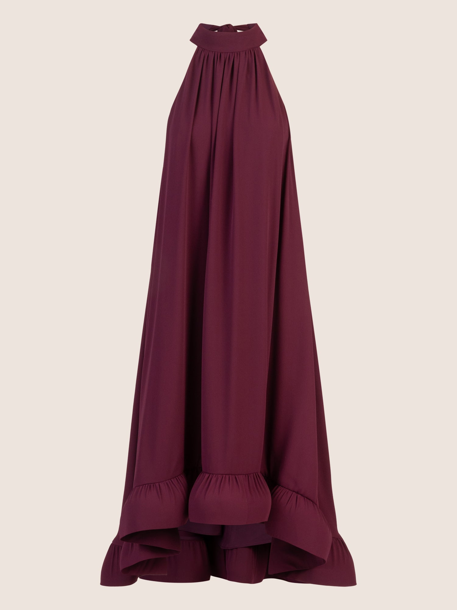 APART Chiffonkleid mit Volantsaum | dunkel lila