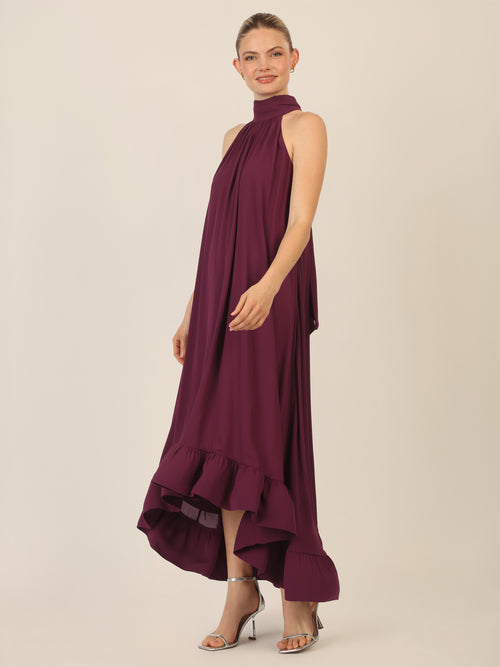 APART Chiffonkleid mit Volantsaum | dunkel lila image 1