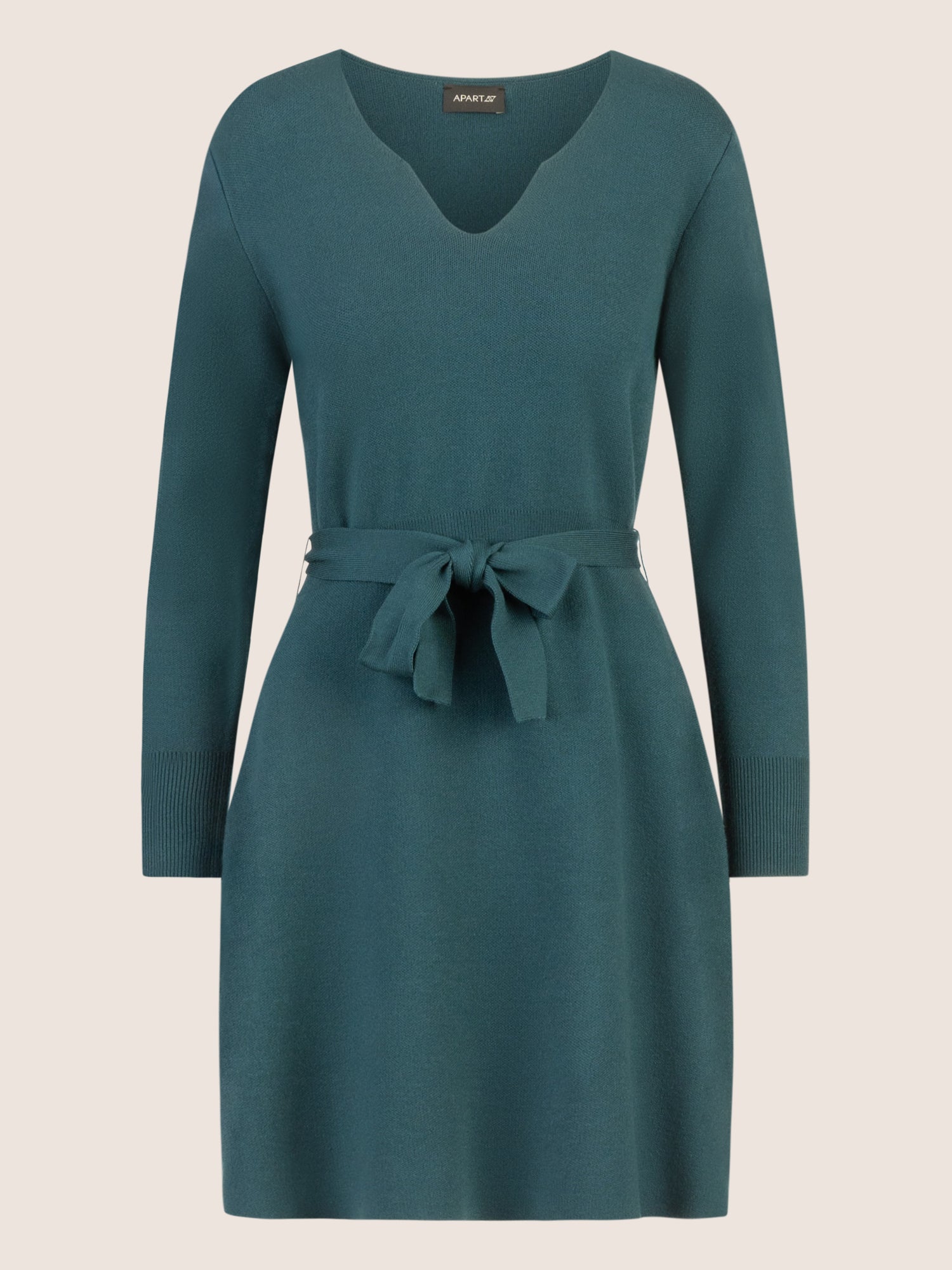APART Strickkleid mit V-Ausschnitt | dunkelgrün