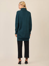 APART Overside Strickkleid mit überschnittene Schultern | dunkelgrün