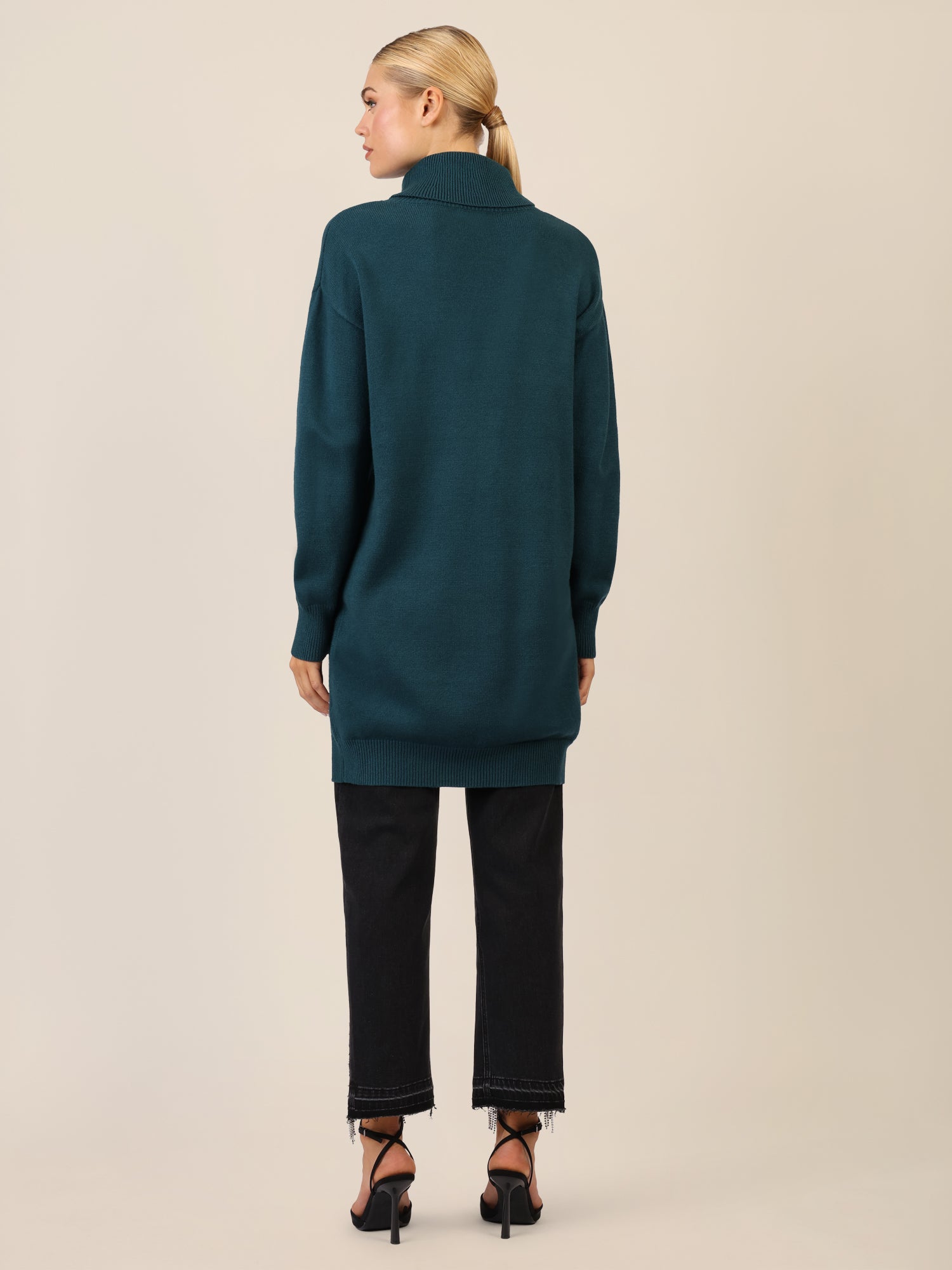 APART Overside Strickkleid mit überschnittene Schultern | dunkelgrün