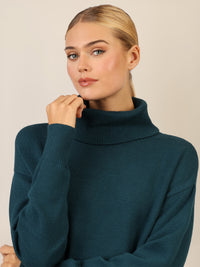 APART Overside Strickkleid mit überschnittene Schultern | dunkelgrün