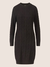 APART Strickkleid mit Strukturmuster und Rundhalsausschnitt | schwarz