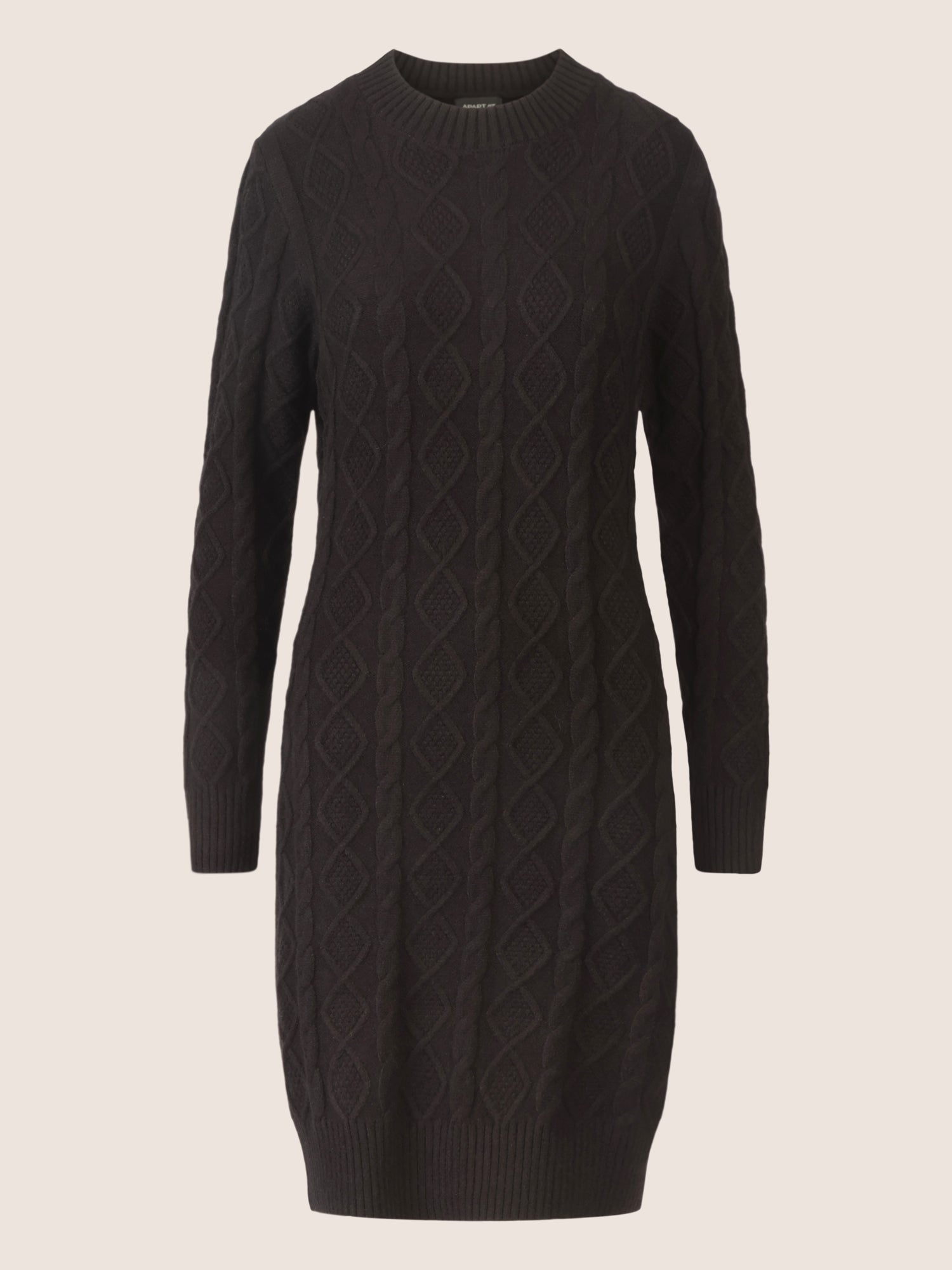 APART Strickkleid mit Strukturmuster und Rundhalsausschnitt | schwarz
