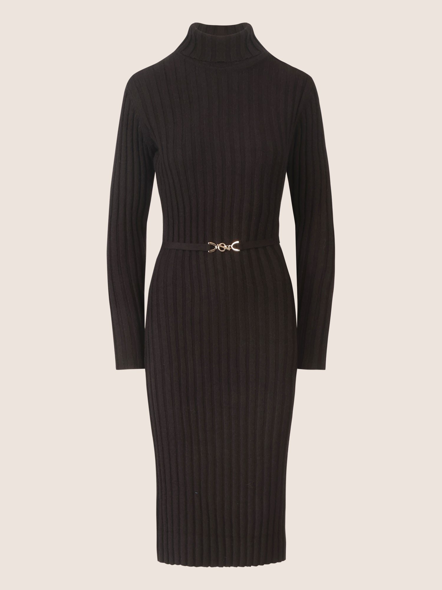 APART Midistrickkleid mit Gürtel | schwarz