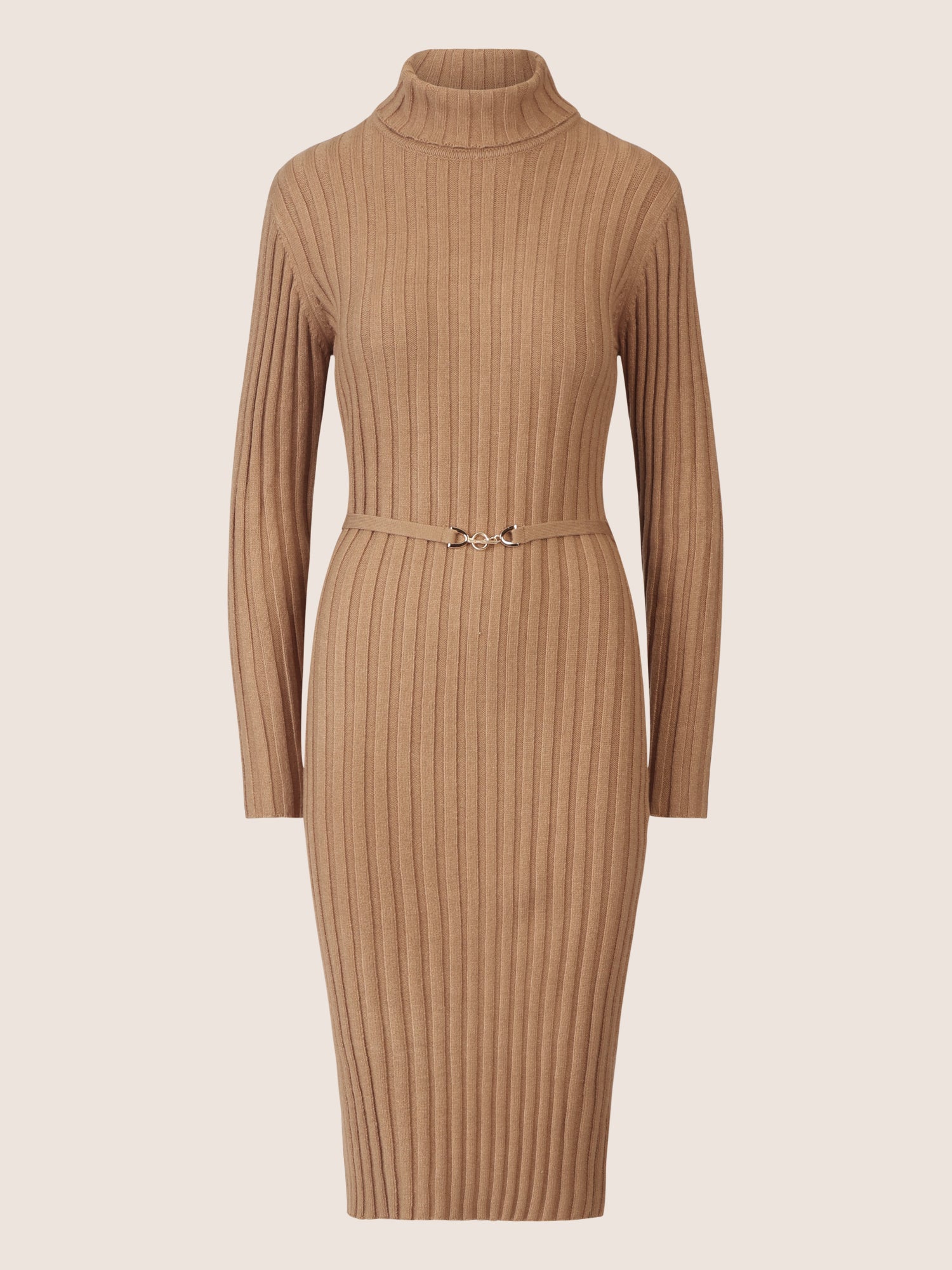 APART Midistrickkleid mit Gürtel | camel