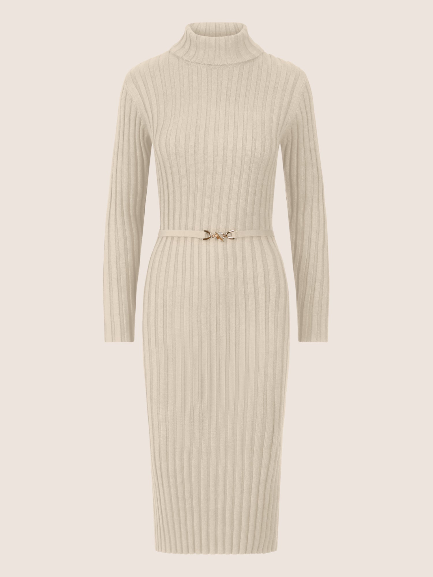 APART Midistrickkleid mit Gürtel | creme