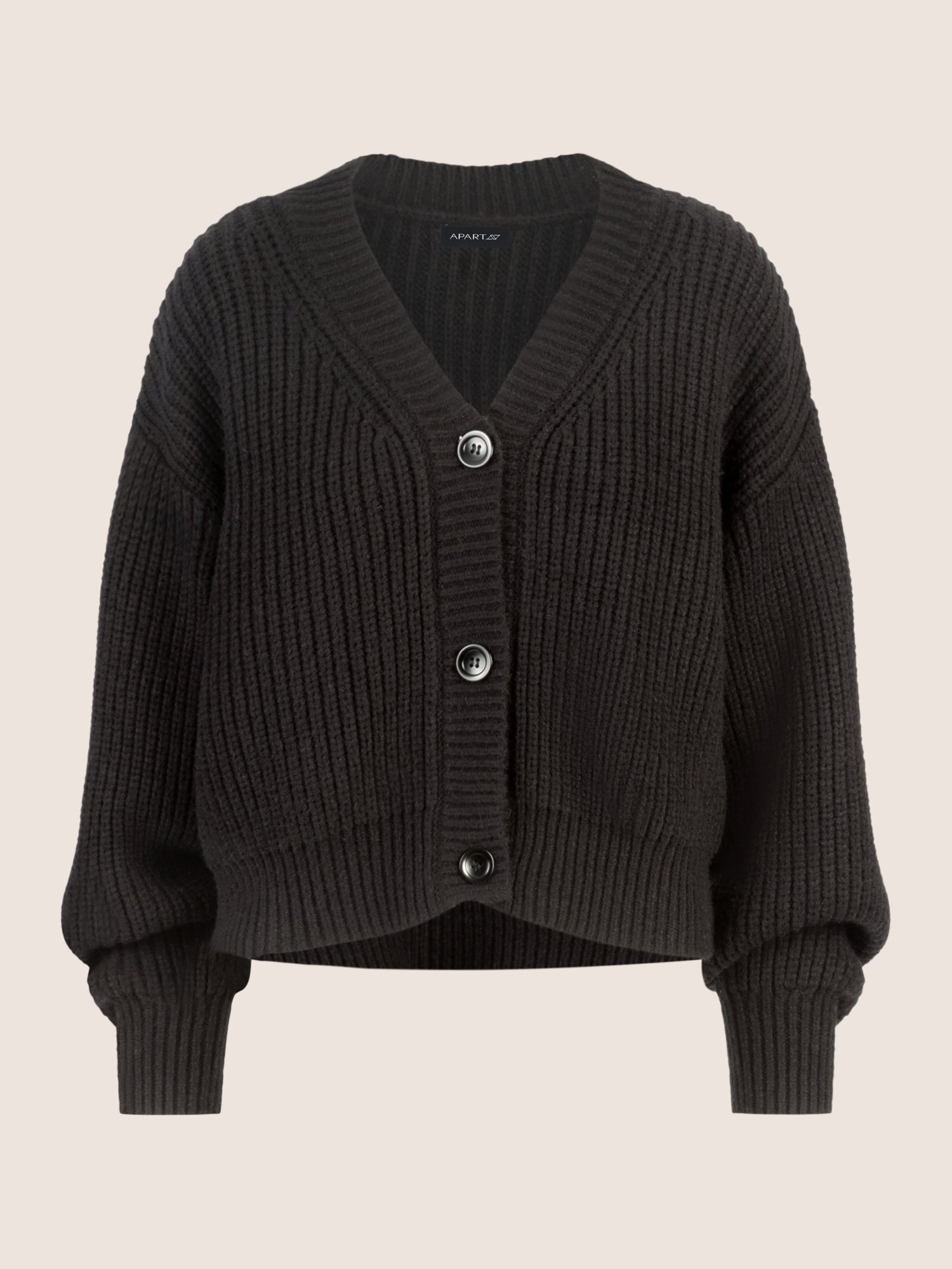 APART Oversized Strickjacke mit Knopfleiste | schwarz