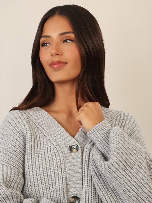 APART Oversized Strickjacke mit Knopfleiste | graumeliert image 1