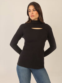 APART Pullover mit Cut-out-Detail | schwarz