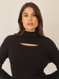 APART Pullover mit Cut-out-Detail | schwarz