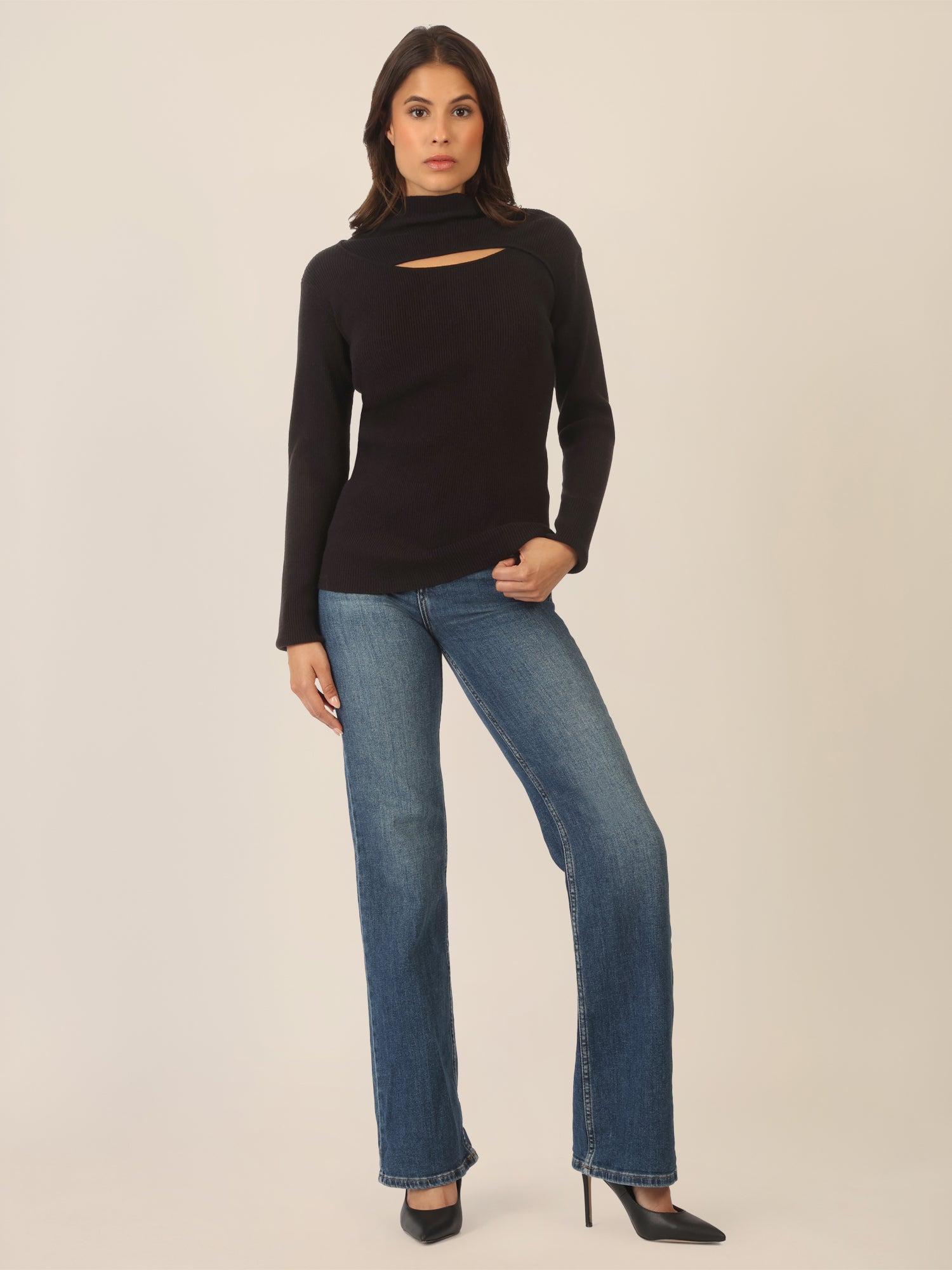 APART Pullover mit Cut-out-Detail | schwarz