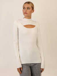 APART Pullover mit Cut-out-Detail | creme