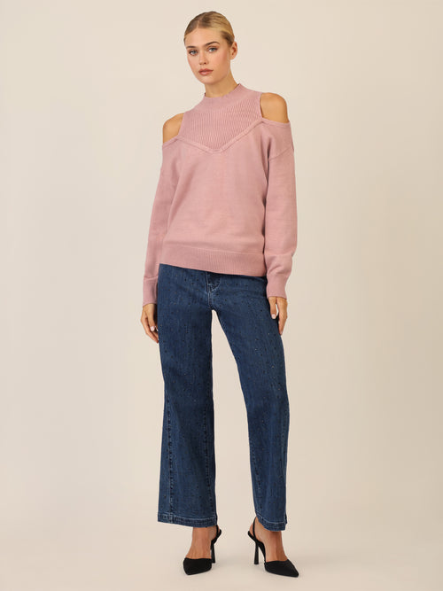 APART Oversized Pullover mit Cut-outs und Rippeinsatz | mauve image 1