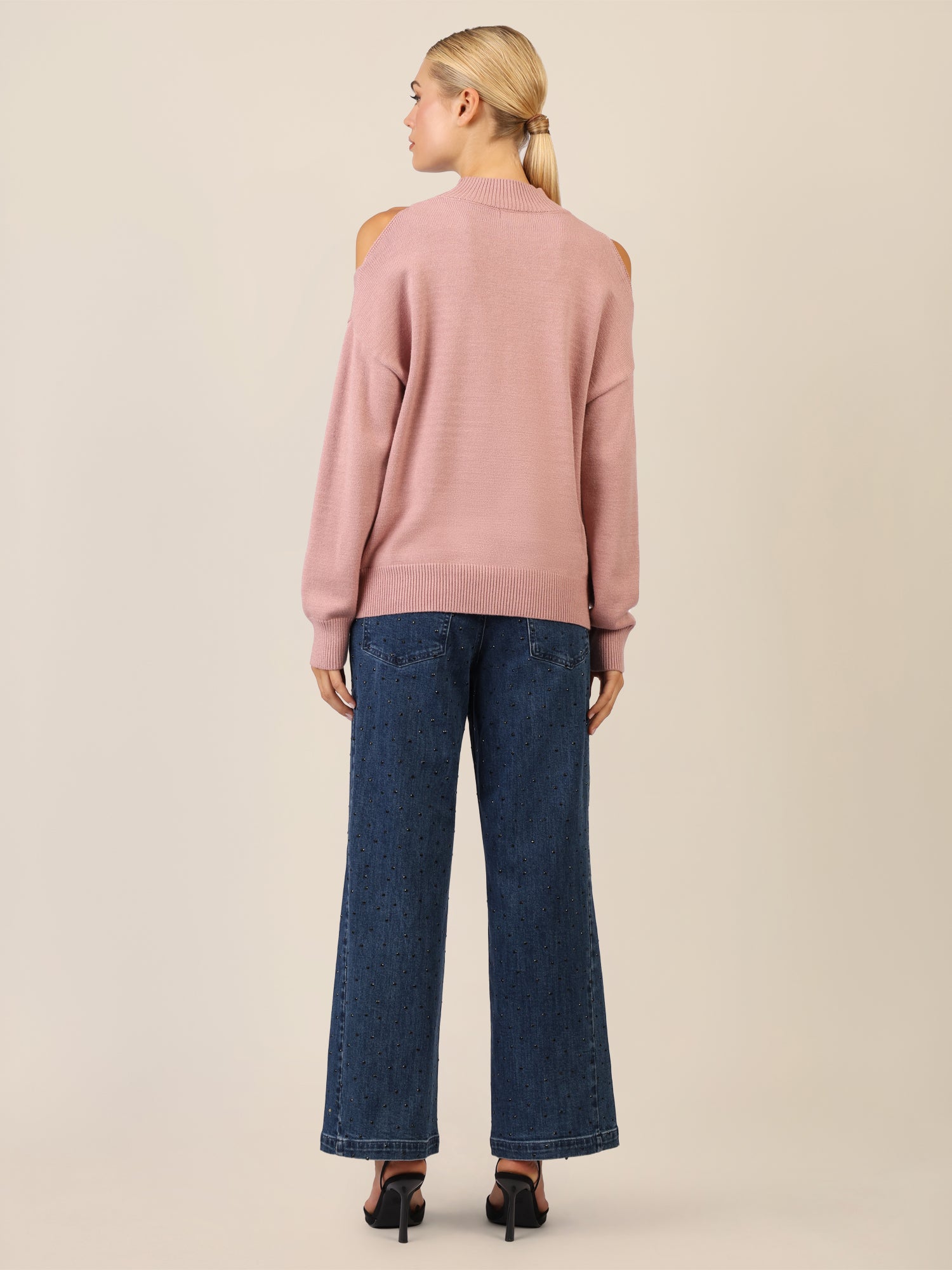 APART Oversized Pullover mit Cut-outs und Rippeinsatz | mauve