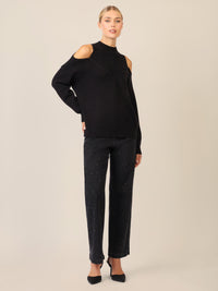 APART Oversized Pullover mit Cut-outs und Rippeinsatz | schwarz