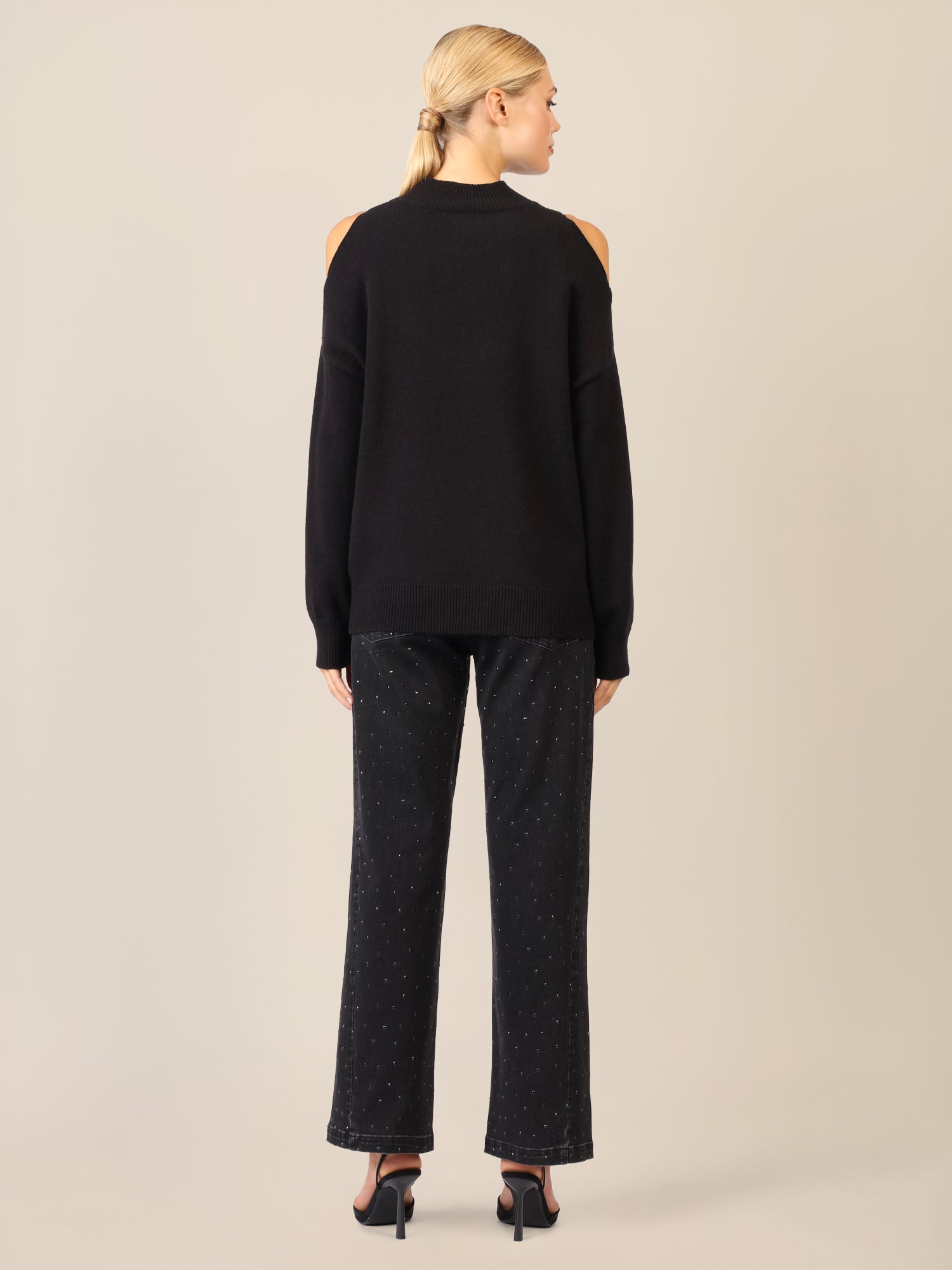 APART Oversized Pullover mit Cut-outs und Rippeinsatz | schwarz