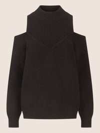 APART Oversized Pullover mit Cut-outs und Rippeinsatz | schwarz