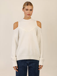 APART Oversized Pullover mit Cut-outs und Rippeinsatz | creme