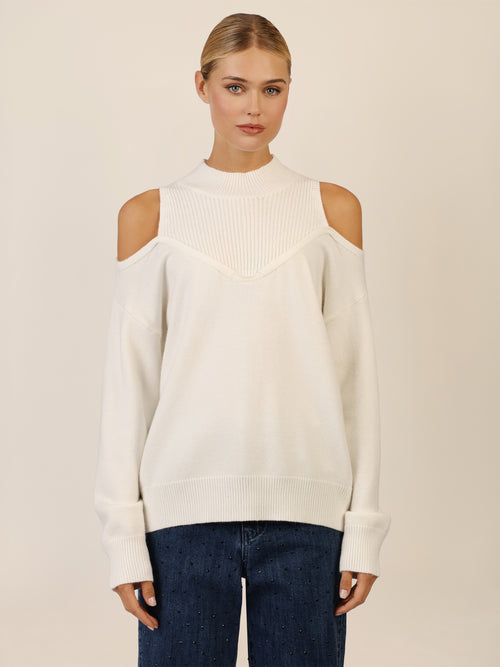APART Oversized Pullover mit Cut-outs und Rippeinsatz | creme image 1