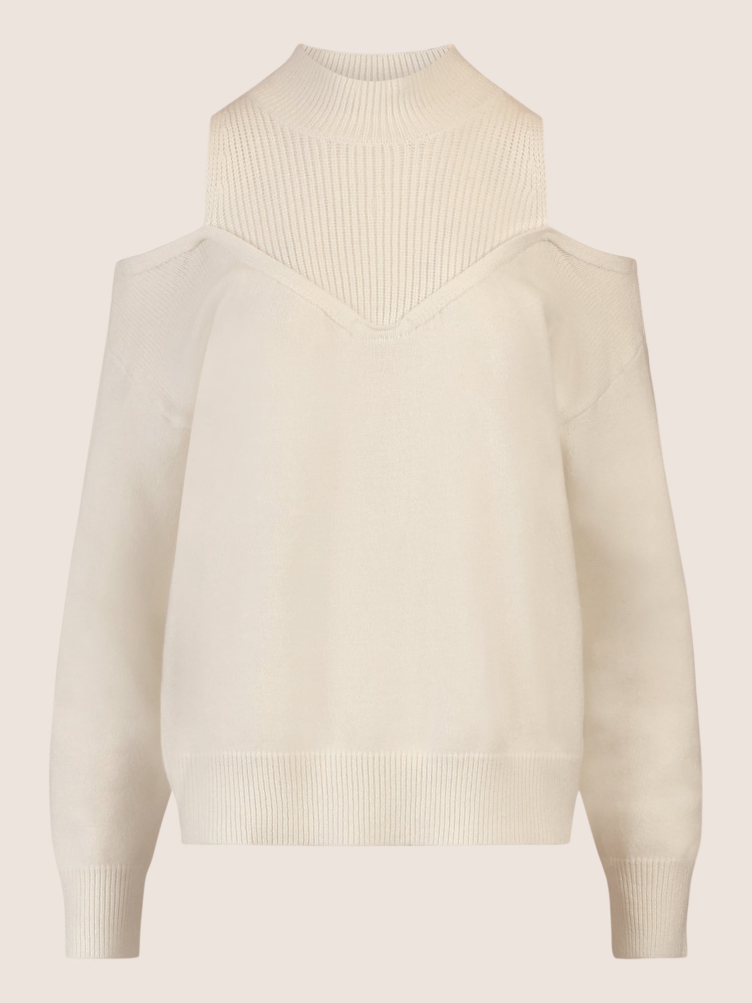 APART Oversized Pullover mit Cut-outs und Rippeinsatz | creme