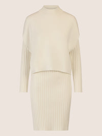 APART Strick Set mit strukturierter Rippenoptik | creme