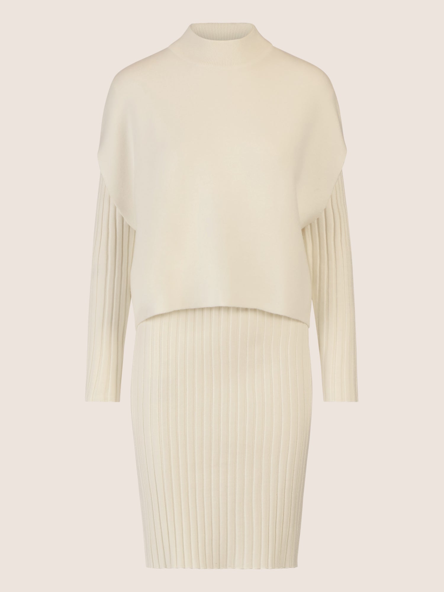 APART Strick Set mit strukturierter Rippenoptik | creme