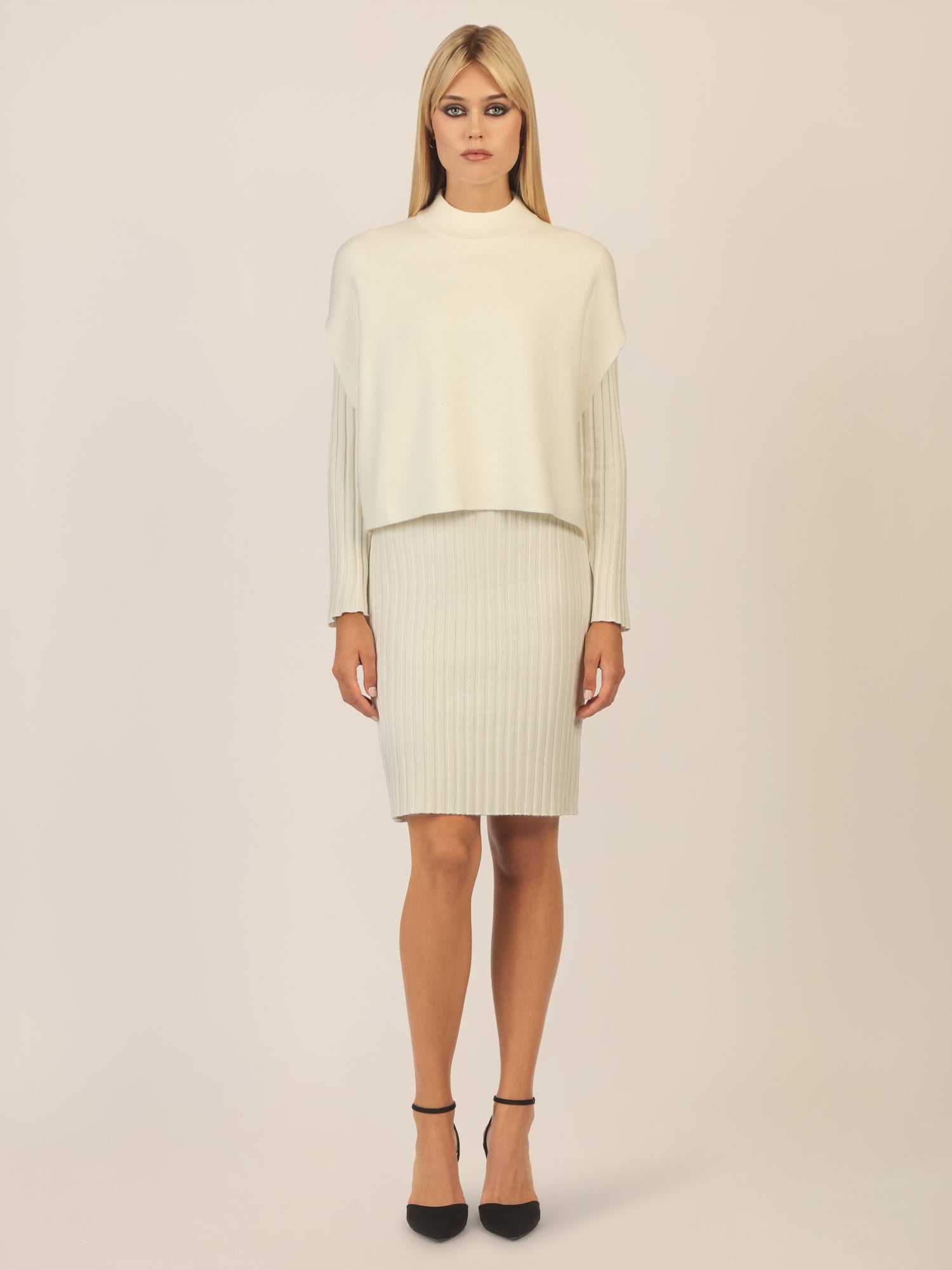 APART Strick Set mit strukturierter Rippenoptik | creme