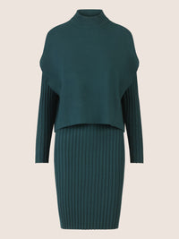 APART Strick Set mit strukturierter Rippenoptik | dunkelgrün