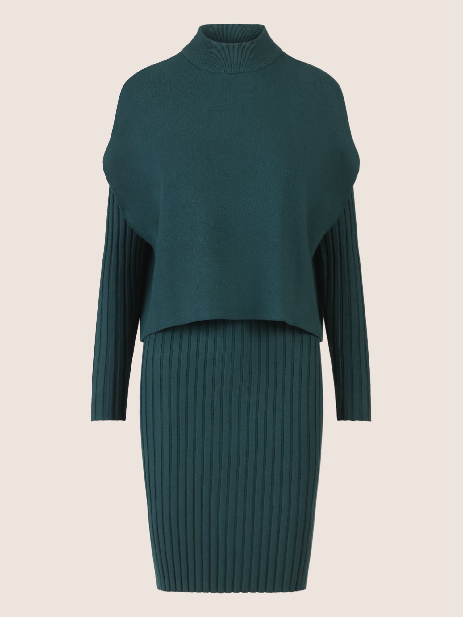 APART Strick Set mit strukturierter Rippenoptik | dunkelgrün