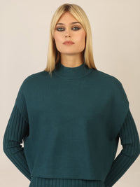 APART Strick Set mit strukturierter Rippenoptik | dunkelgrün
