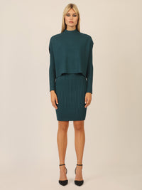 APART Strick Set mit strukturierter Rippenoptik | dunkelgrün