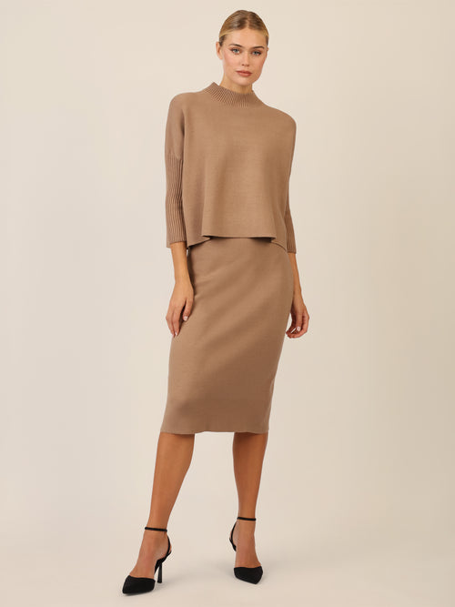 APART Oversized Pullover mit Stehkragen und Rippenstruktur | camel image 1