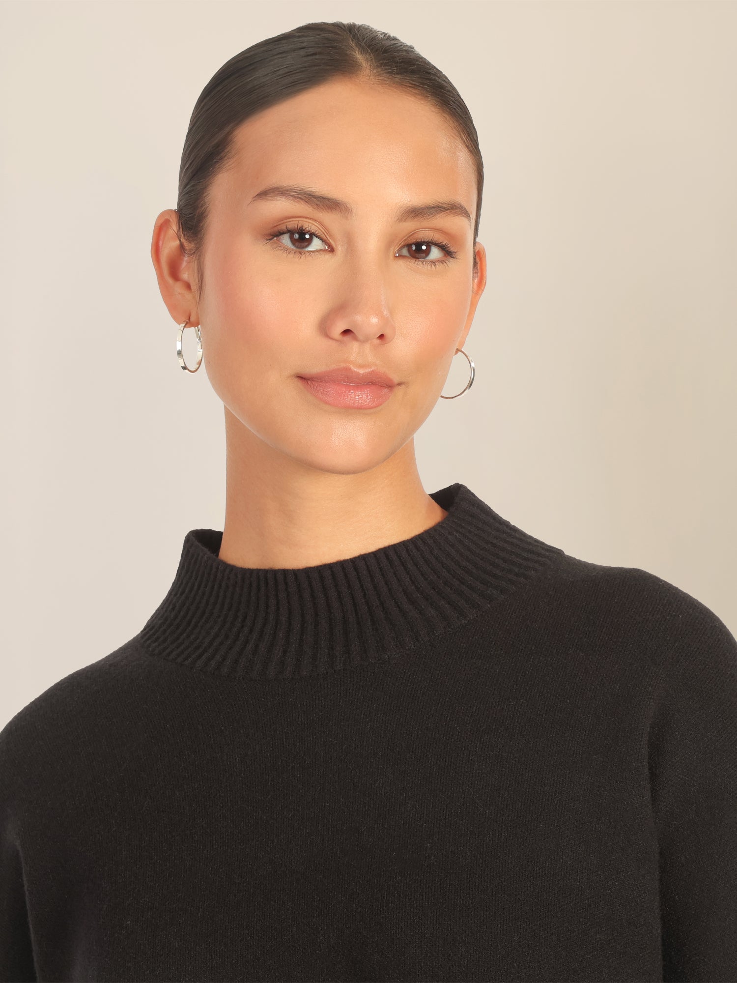 APART Oversized Pullover mit Stehkragen und Rippenstruktur | schwarz