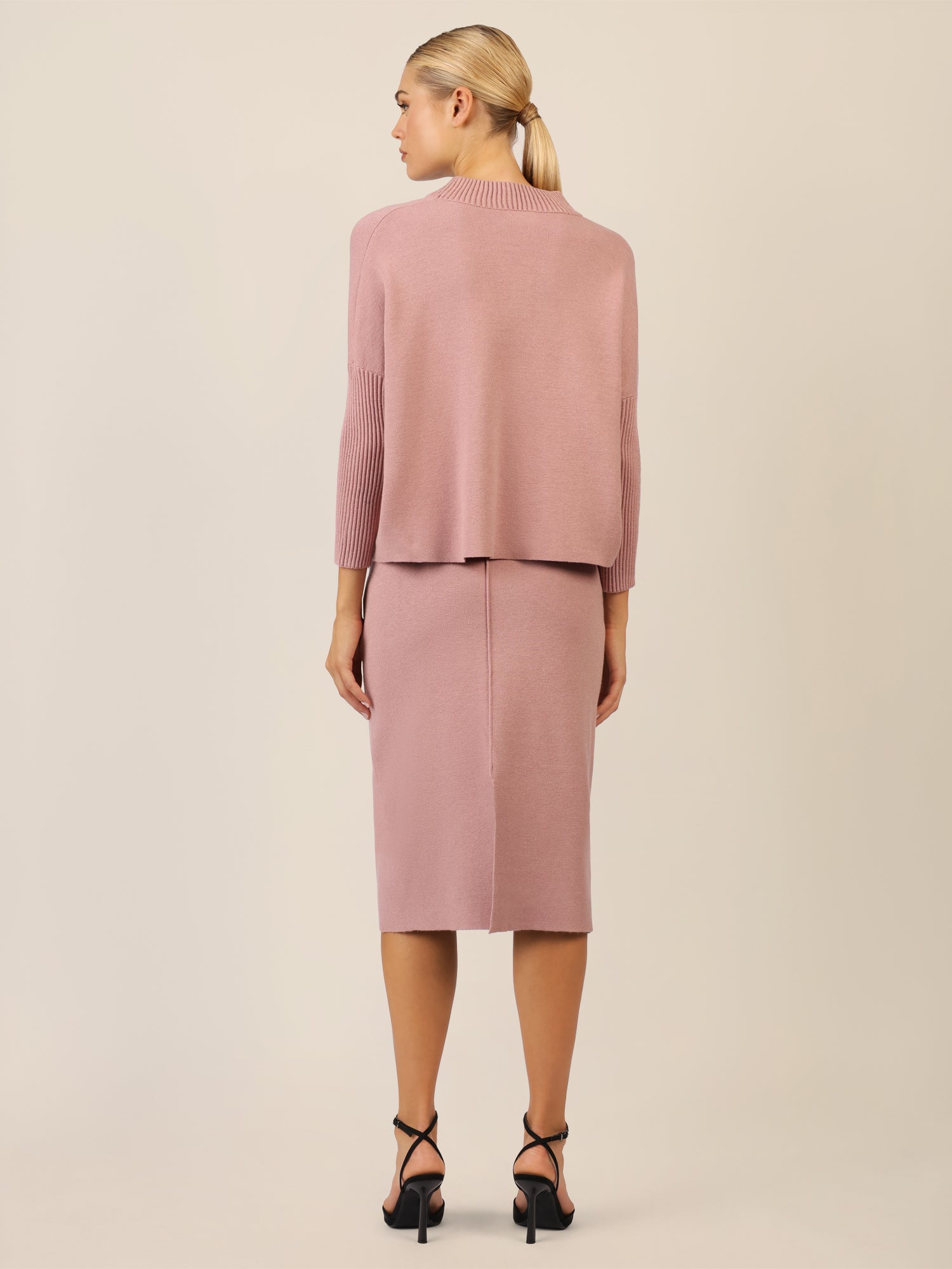 APART Oversized Pullover mit Stehkragen und Rippenstruktur | mauve