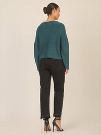 APART Oversized Pullover mit Strukturmuster | dunkelgrün