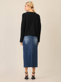 APART Oversized Pullover mit Strukturmuster | schwarz