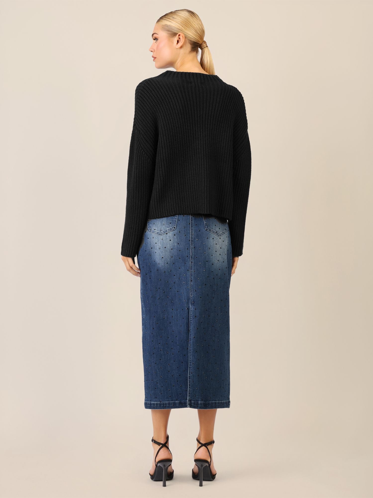 APART Oversized Pullover mit Strukturmuster | schwarz