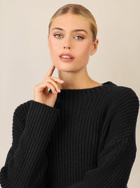 APART Oversized Pullover mit Strukturmuster | schwarz