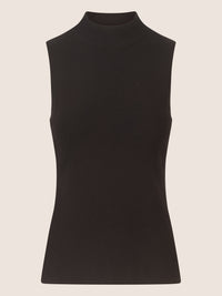 APART Stricktop mit Stehkragen und Ärmellos-Design | schwarz