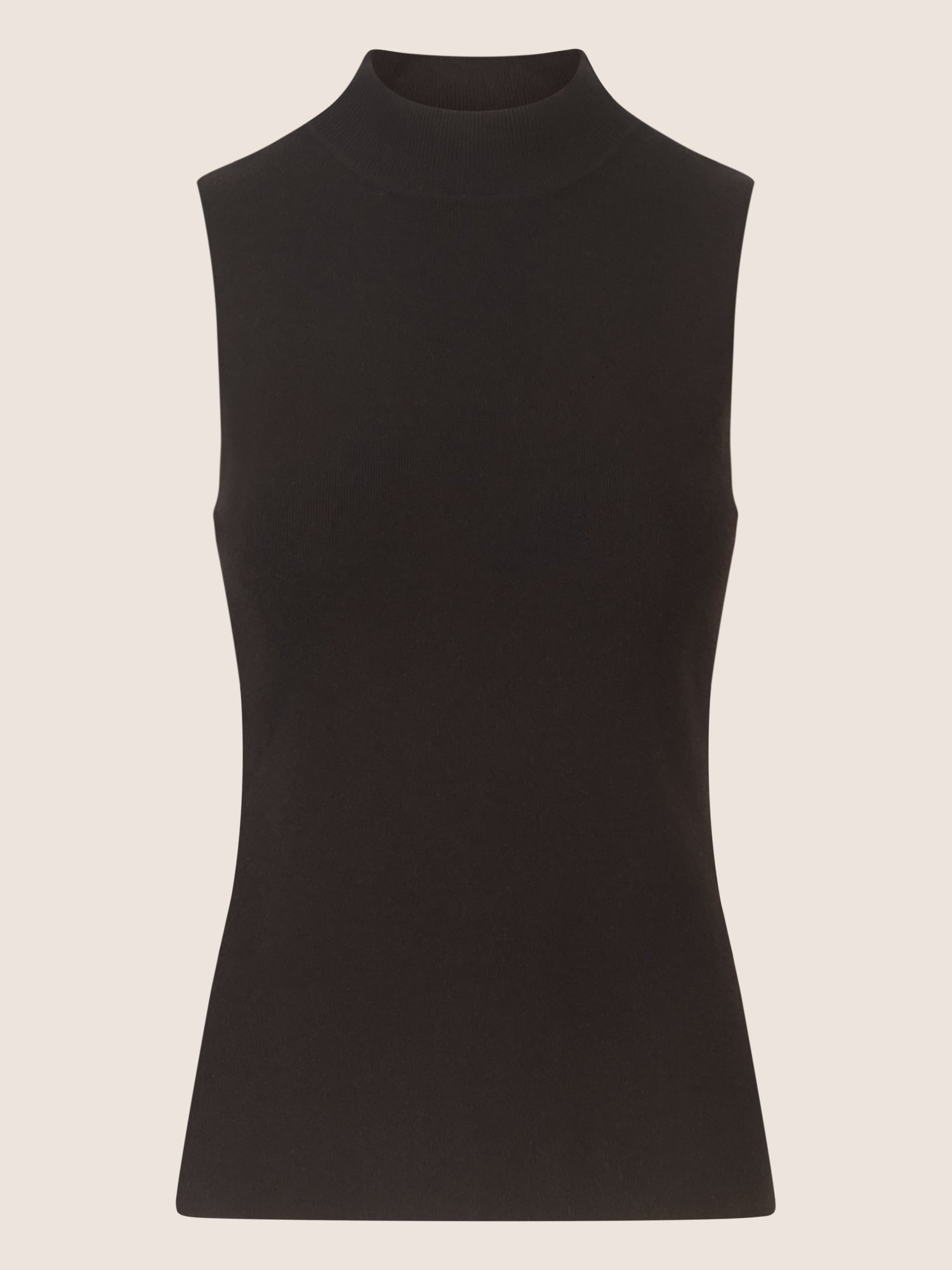 APART Stricktop mit Stehkragen und Ärmellos-Design | schwarz