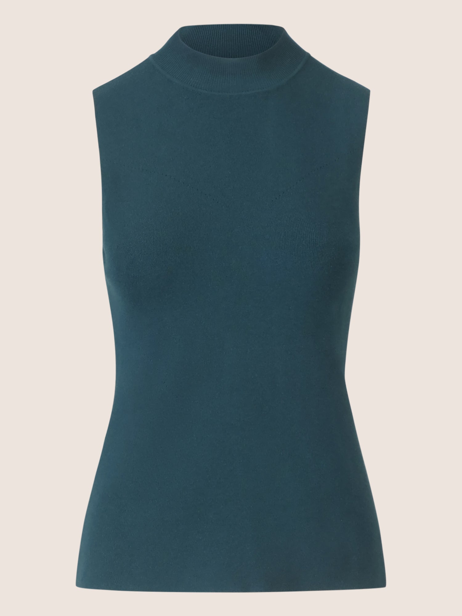 APART Stricktop mit Stehkragen und Ärmellos-Design | dunkelgrün