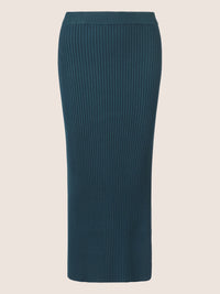 APART Rippenstrickrock in Midi Länge | dunkelgrün