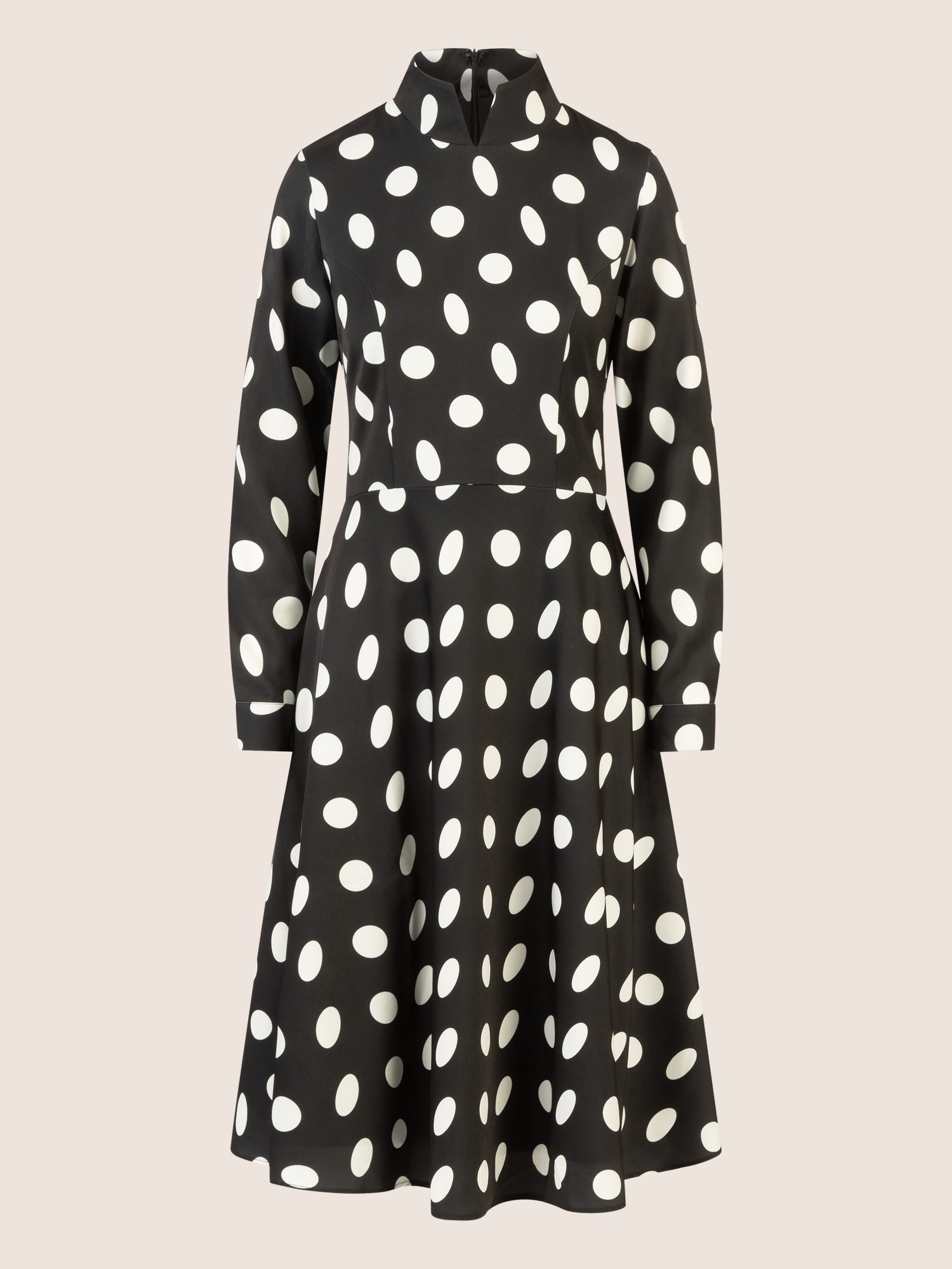 APART Kleid mit Stehkragen und Polka-Dots | schwarz-creme