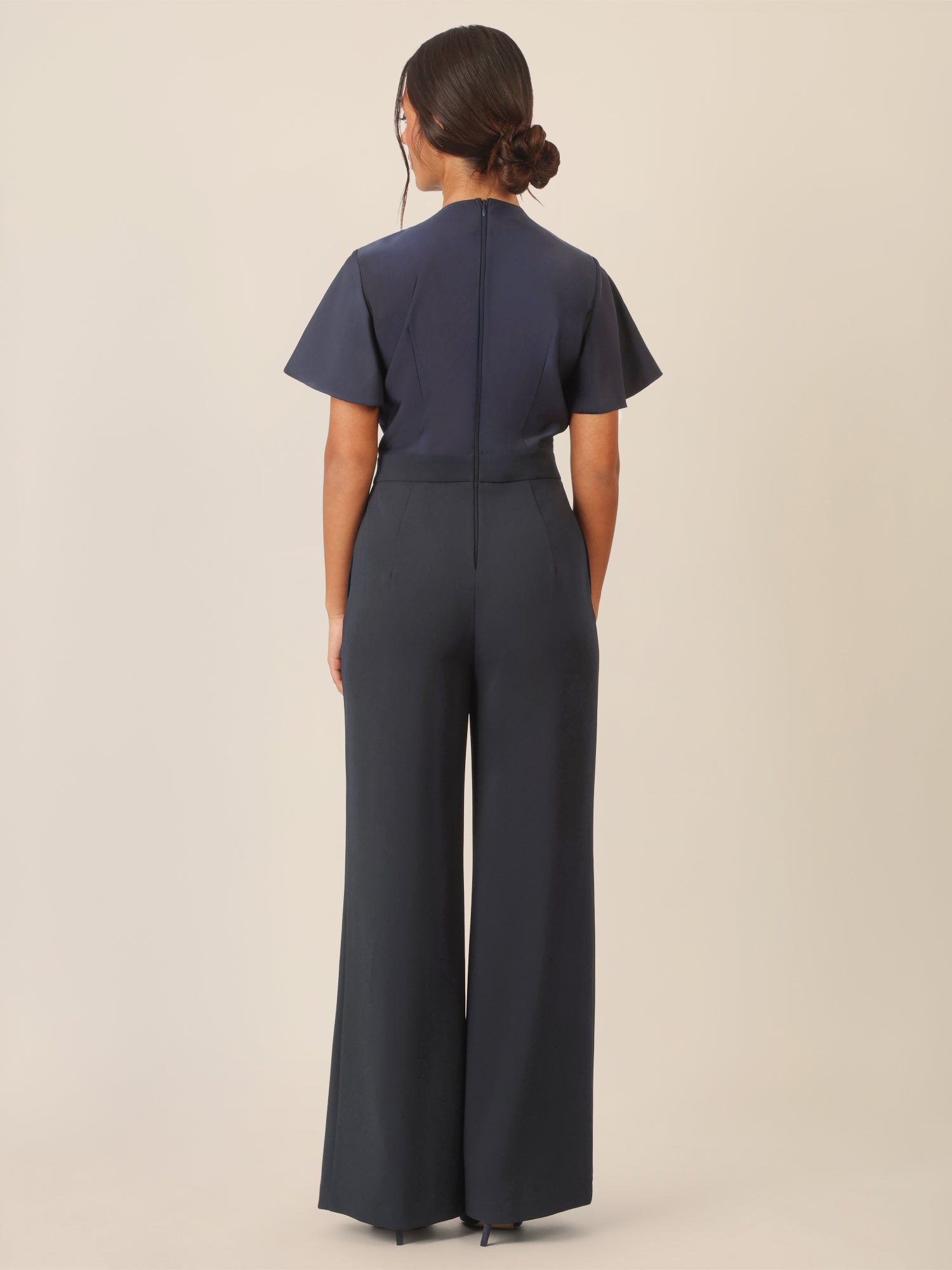 APART Overall im Materialmix aus Satin und mattschimmerndem Krepp | nachtblau