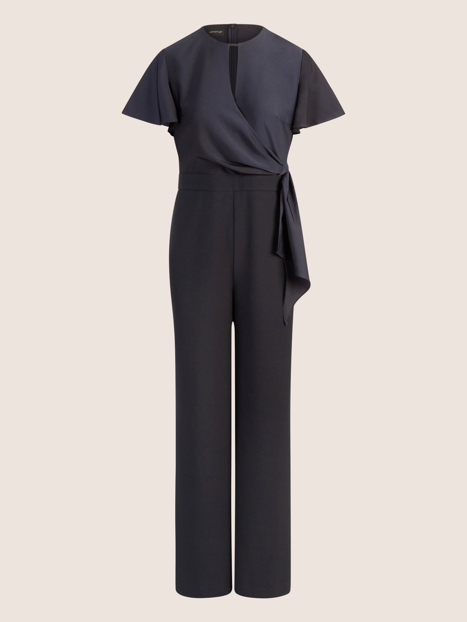 APART Overall im Materialmix aus Satin und mattschimmerndem Krepp | nachtblau